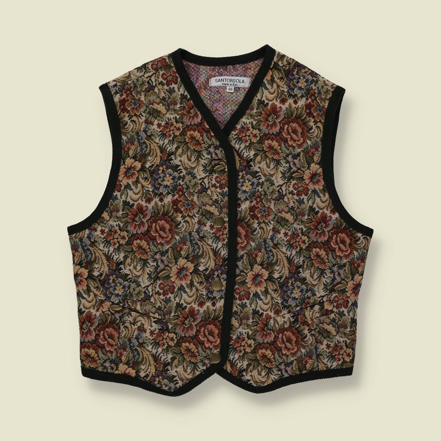 1980s | Santorsola | Made In Italy | Tapestry Waistcoat | Floral - 10