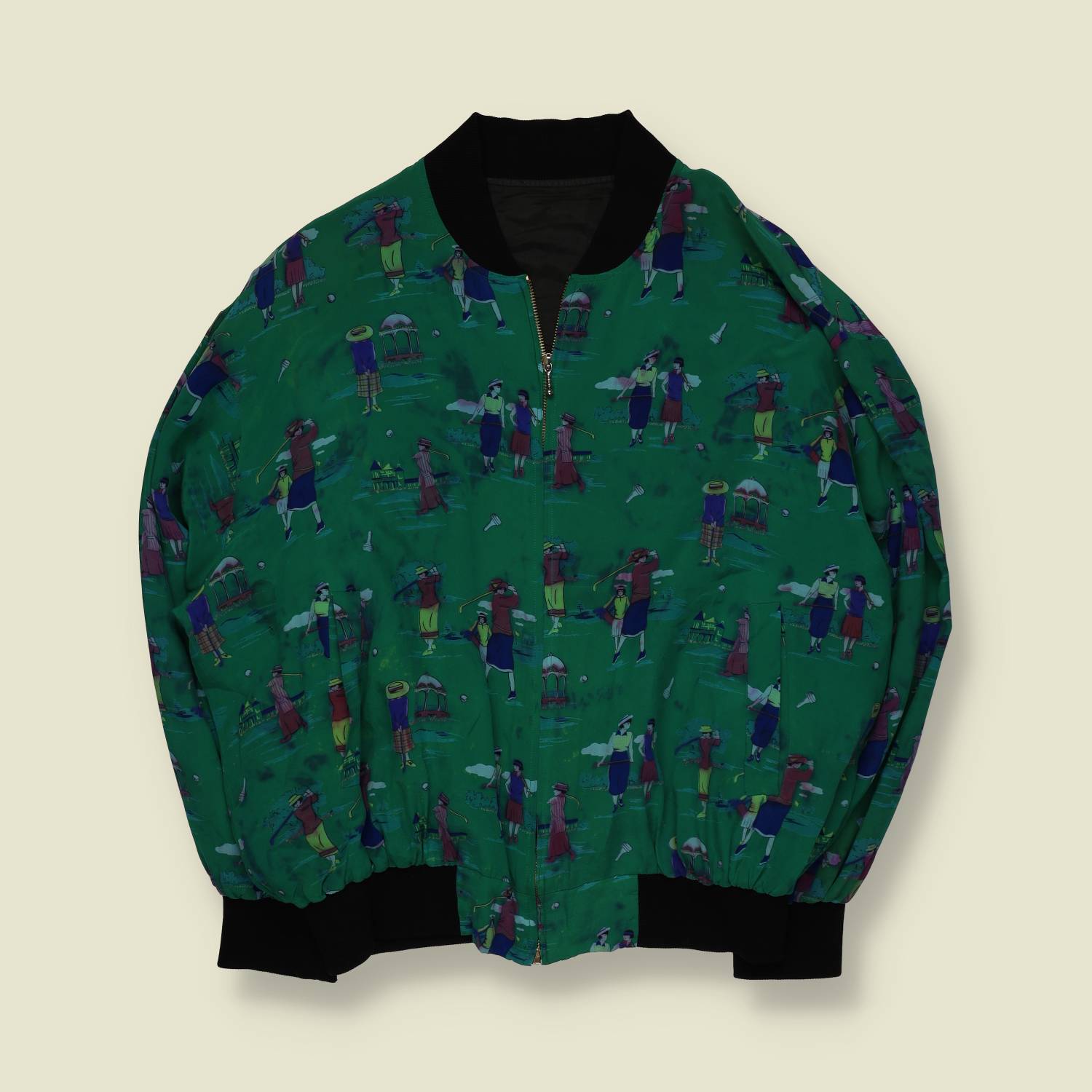 1980s | Bomber Jacket | Novelty Print | Green - 22