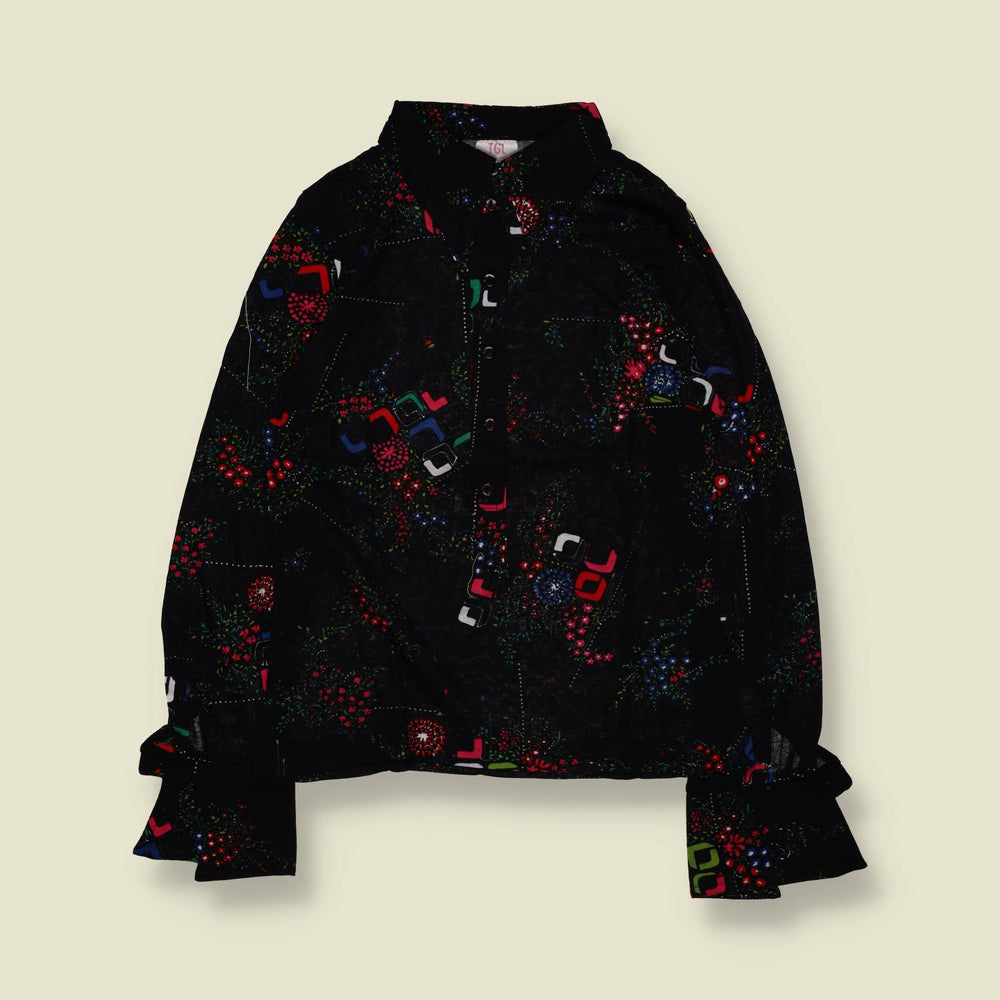 1970s | TGL | Deadstock Blouse | Abstract Floral Print - 8
