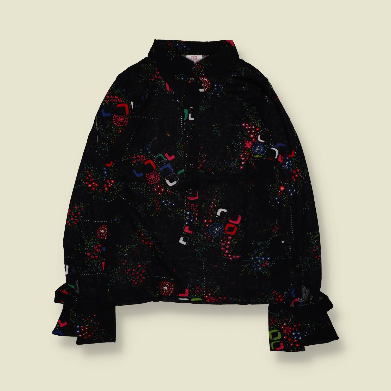 1970s | TGL | Deadstock Blouse | Abstract Floral Print - 8