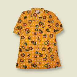 1970s | Blouse | Gingham Floral Print | Orange - 8