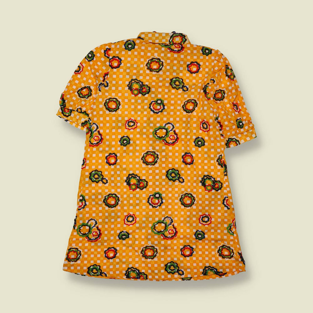 1970s | Blouse | Gingham Floral Print | Orange - 8