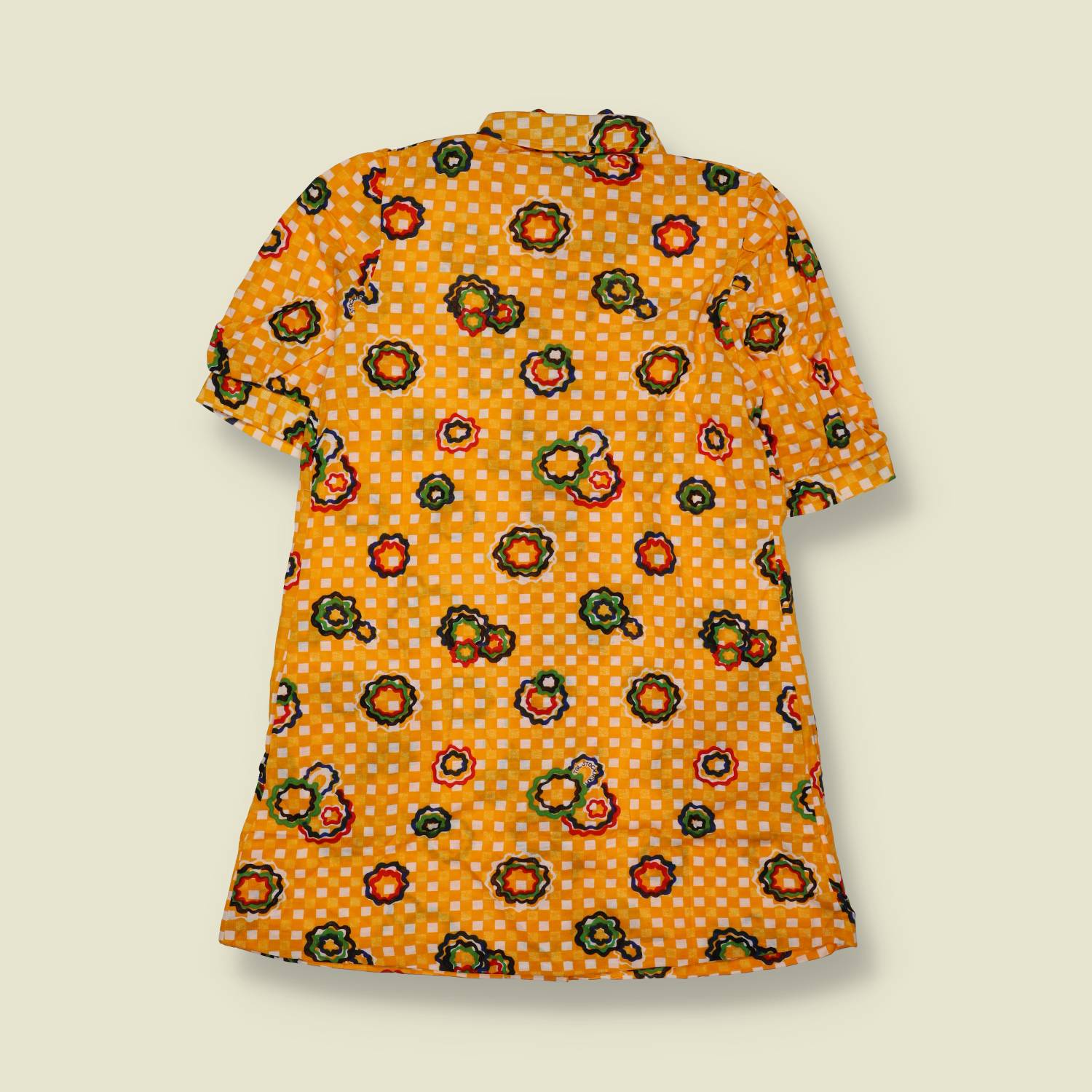 1970s | Blouse | Gingham Floral Print | Orange - 8