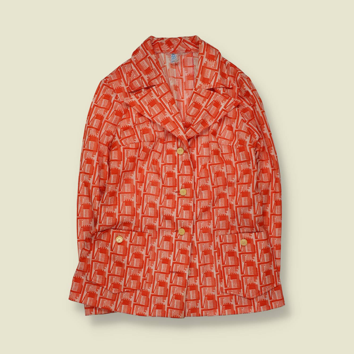 1970s | Two Piece Set | Geometric Print | Red - 8