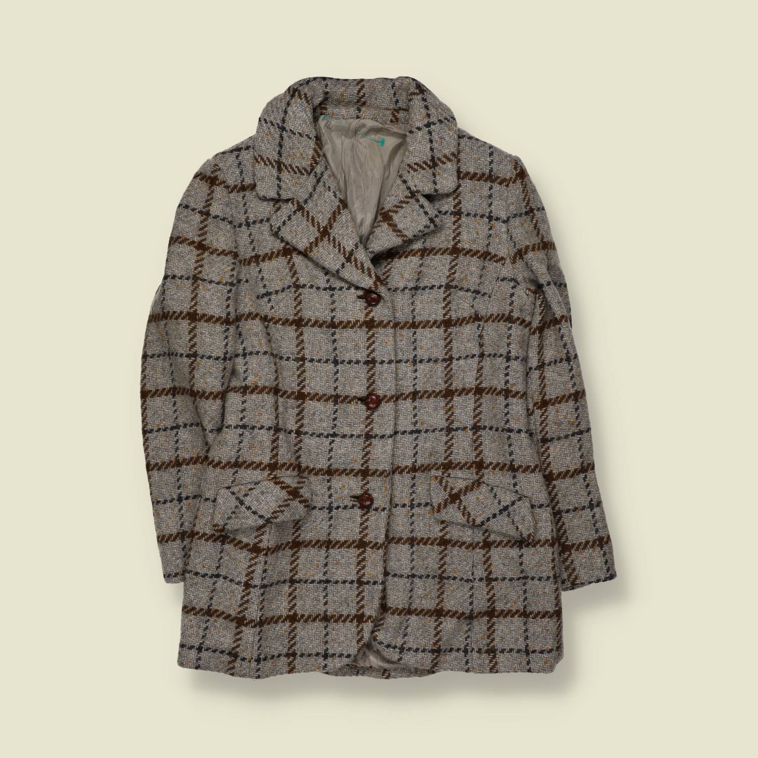 1970s | Check Wool Blazer | Grey & Brown – 6