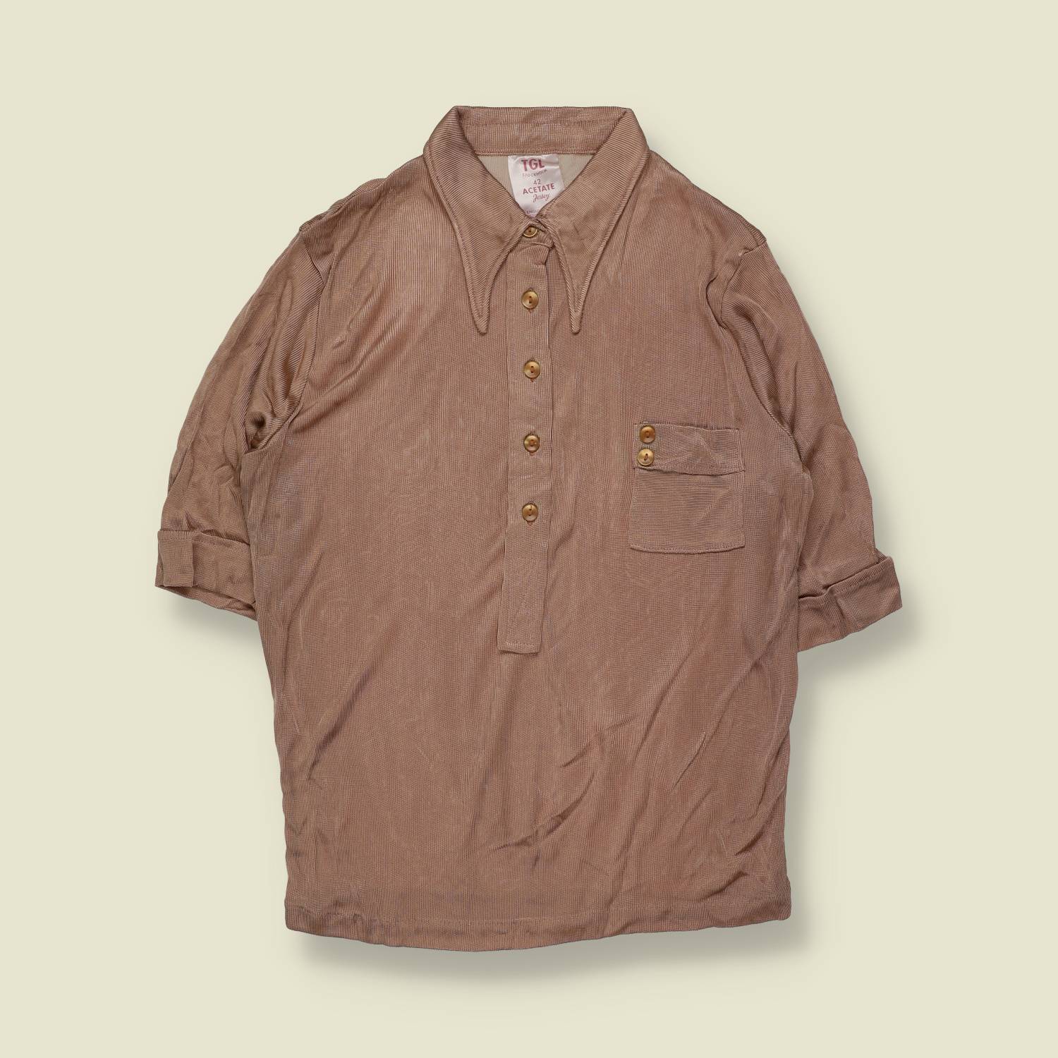 1970s | TGL | Deadstock Blouse | Light Brown – 6