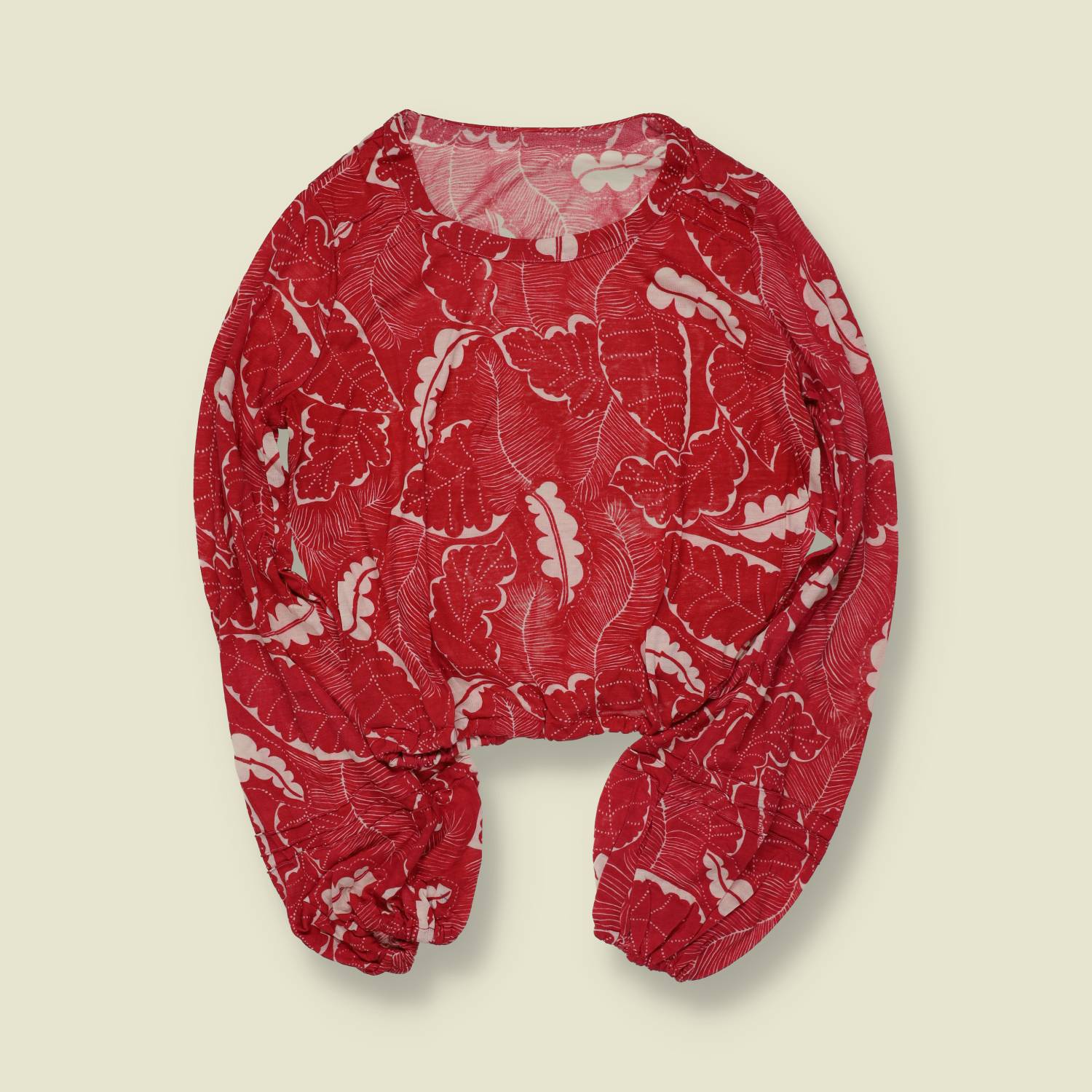 1970s | Deadstock | Statement Sleeve Printed Top | Red – 12