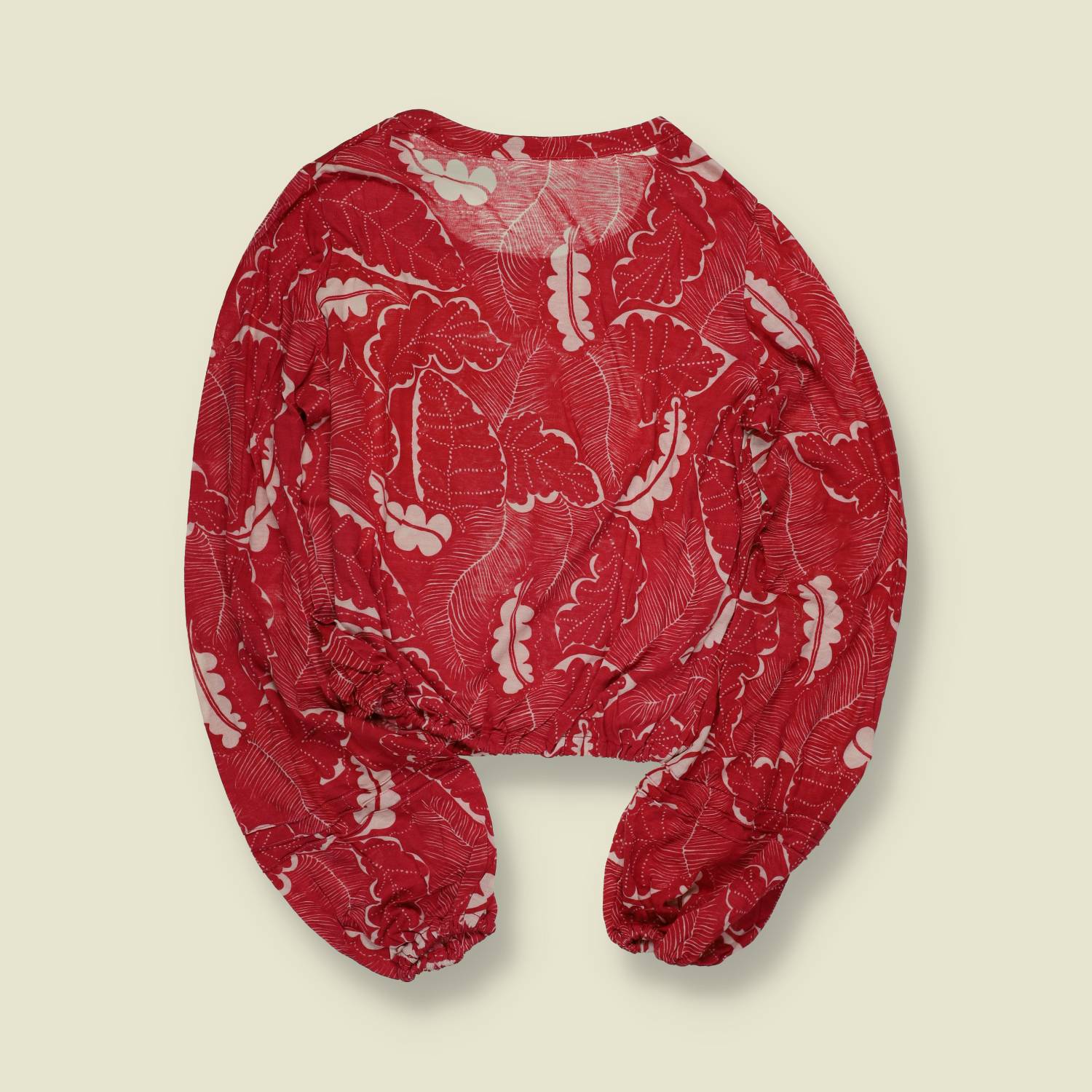 1970s | Deadstock | Statement Sleeve Printed Top | Red – 12