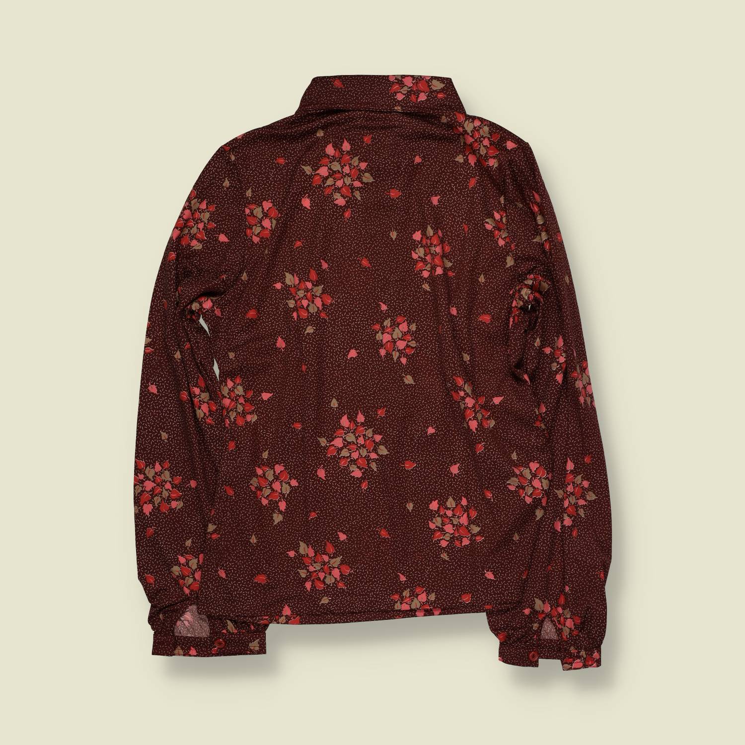 1970s | TGL | Deadstock Floral Blouse | Burgundy – 8