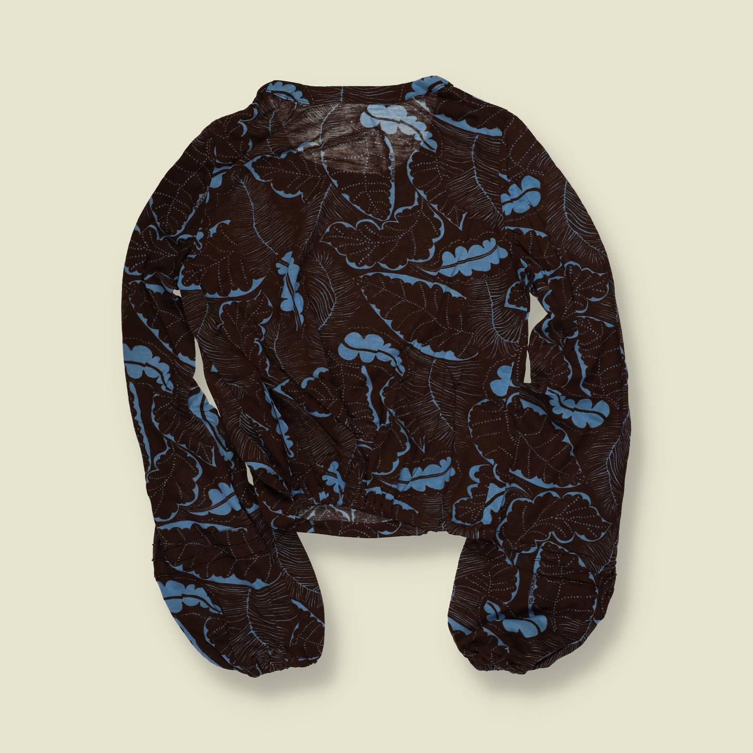 1970s | Deadstock | Statement Sleeve Printed Top | Brown & Blue – 6