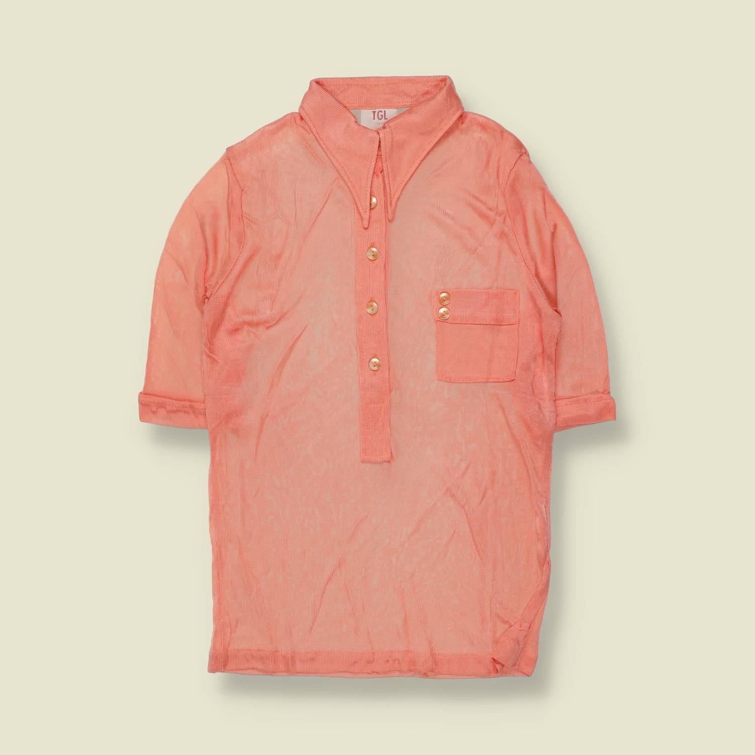 1970s | TGL | Deadstock Blouse | Coral – 2