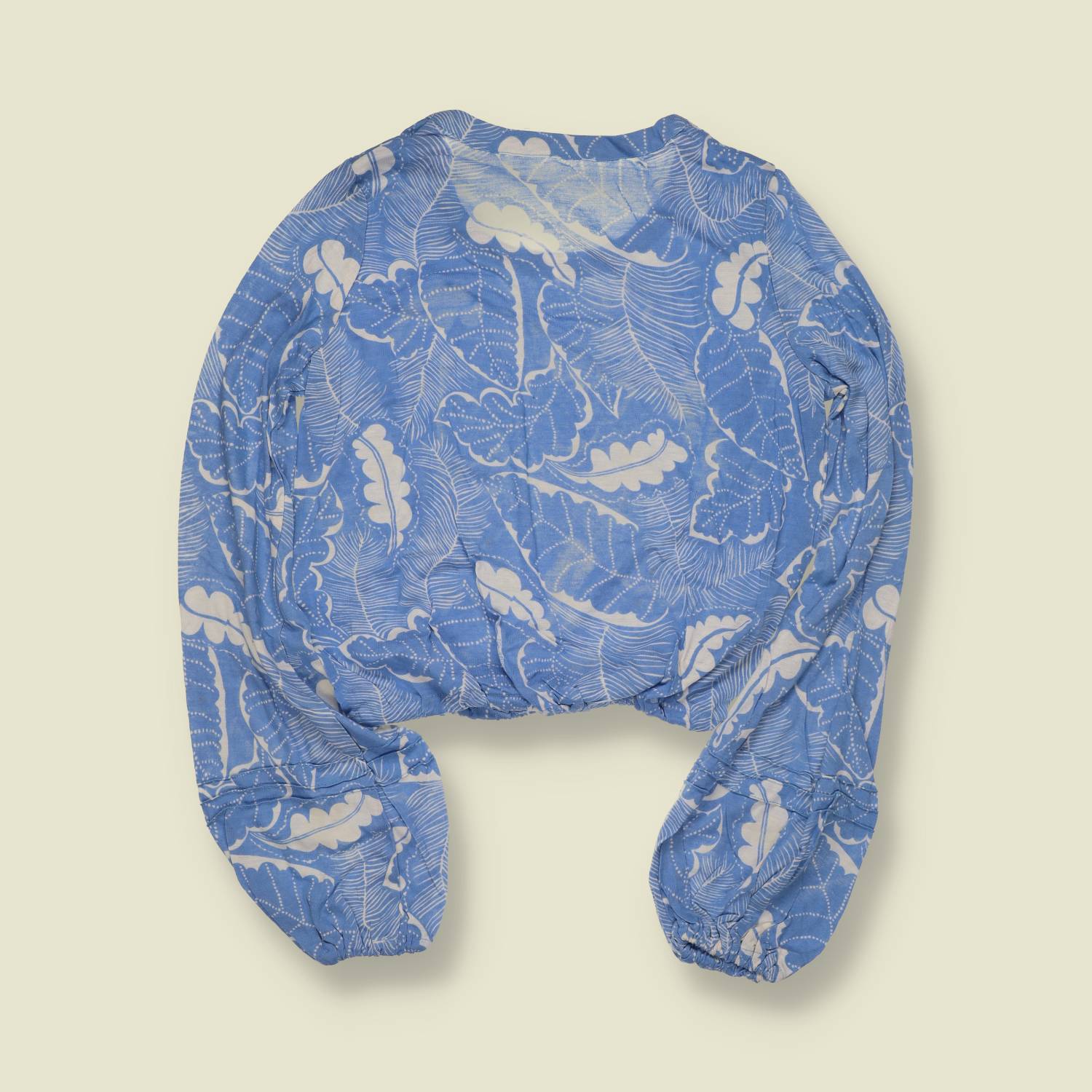 1970s | Deadstock | Statement Sleeve Printed Top | Blue – 8