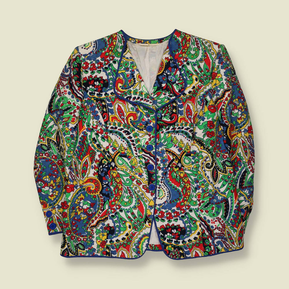 1980s | Paisley Print Summer Blazer | Multicolour – 16