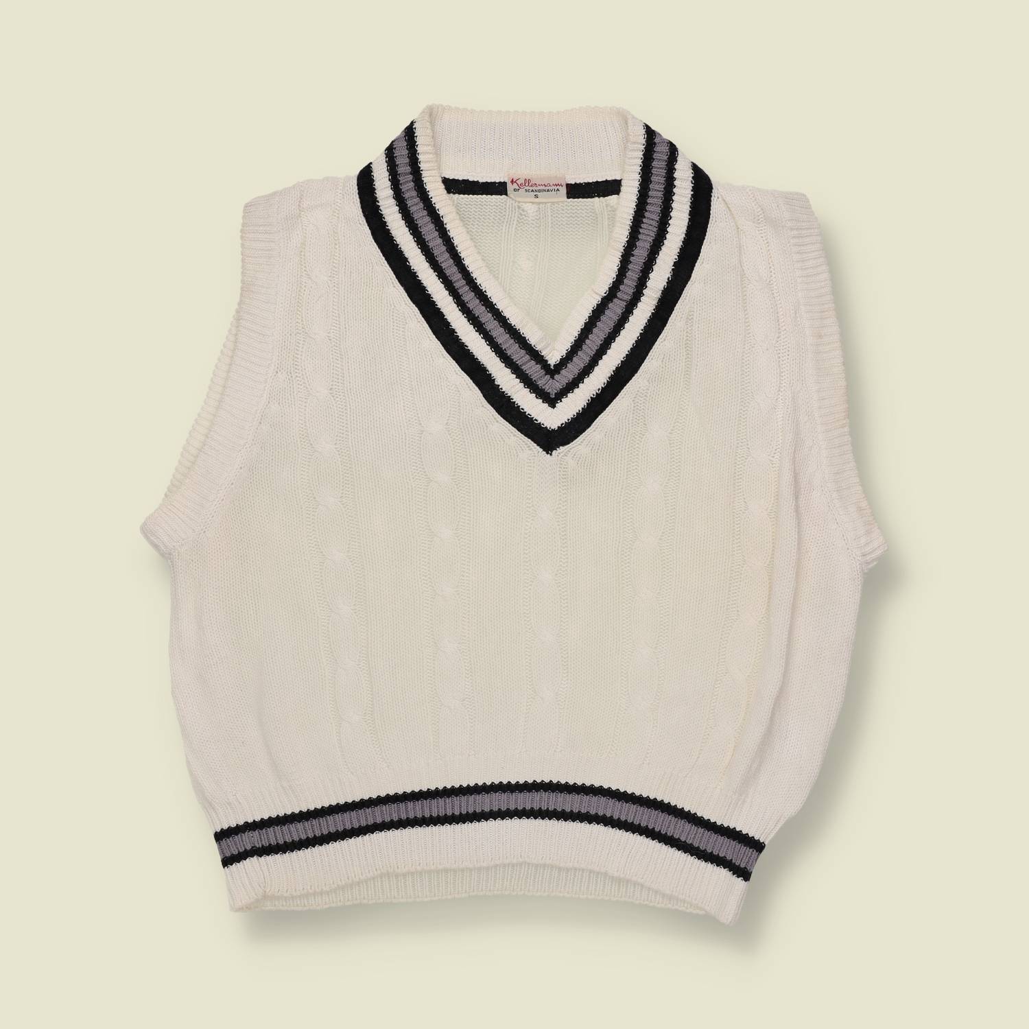 1980s | Kellersman Of Scandinavia | Cricket Knit Vest | Cream – 10