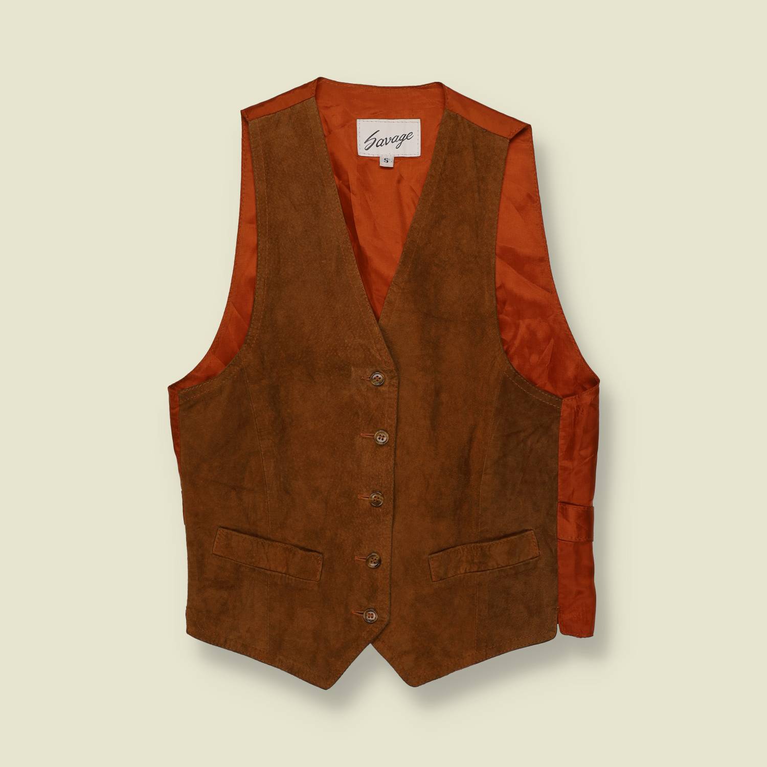 1990s | Savage | Leather Waistcoat | Brown - 8