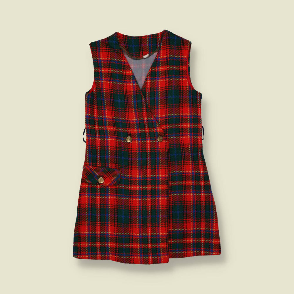 1960s |Tartan Wool Shift Dress | Red Plaid – 4