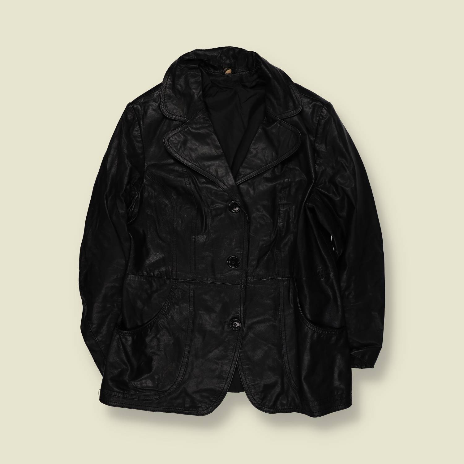 1970s | Leather Tailored Jacket | Black - 10