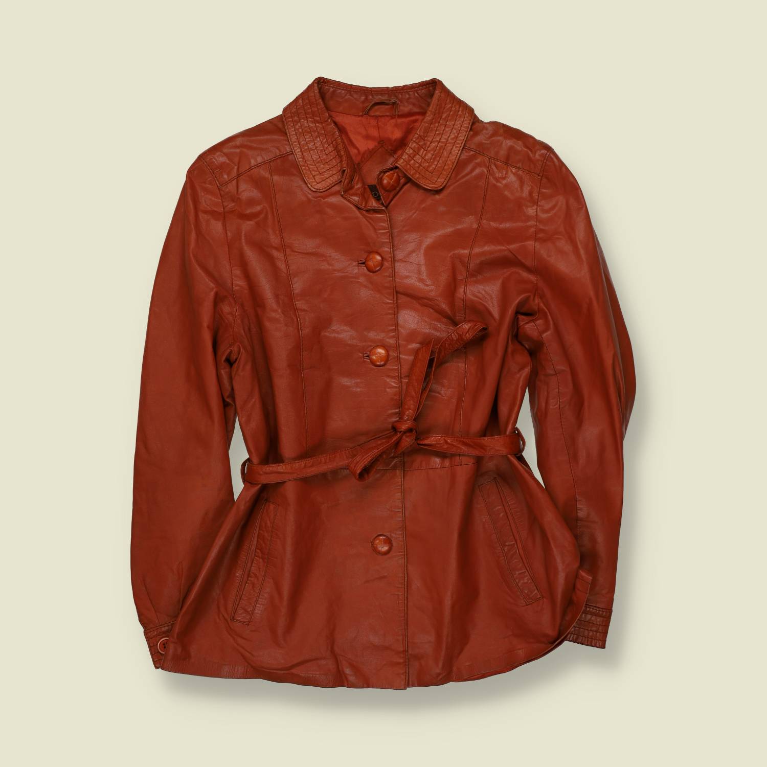 1970s | Novo Milano | Belted Leather Jacket | Red - 12