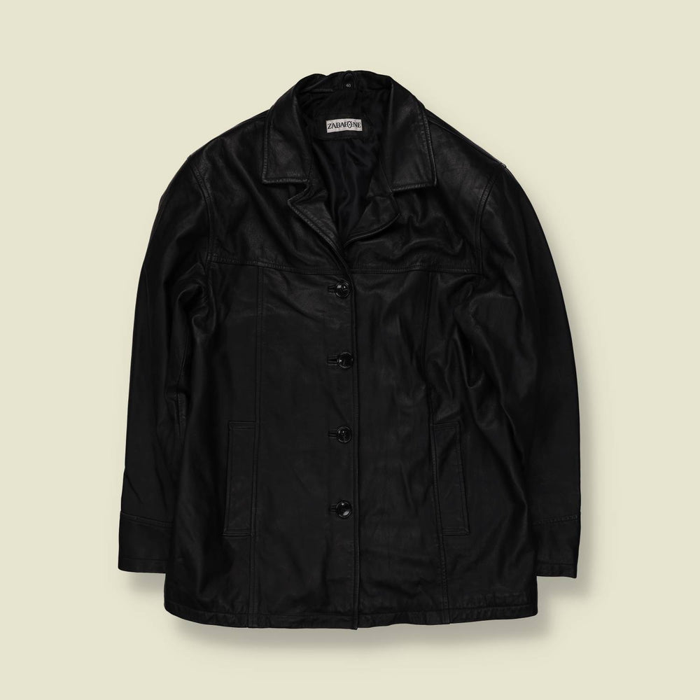 1990s | Zaba One | Leather Jacket | Black - 14