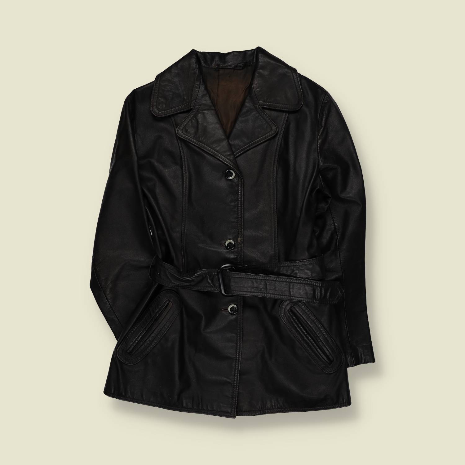 1970s | Belted Leather Jacket | Black – 6
