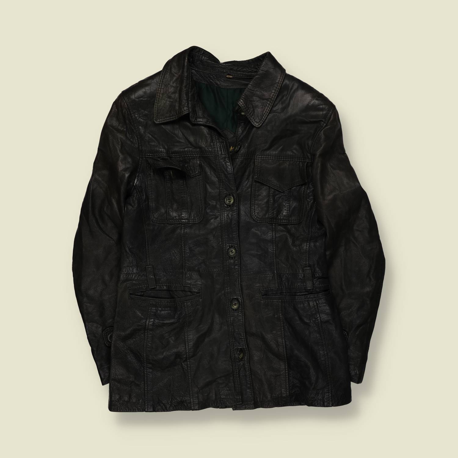 1970s | Ginapul | Leather Utility Jacket | Black - 10