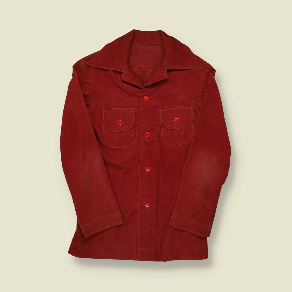 1970s Jumbo Button Dagger Collar Corduroy Shirt - XS/XXS