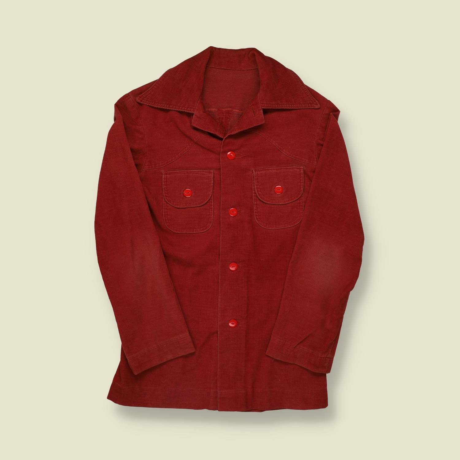 1970s Jumbo Button Dagger Collar Corduroy Shirt - XS/XXS