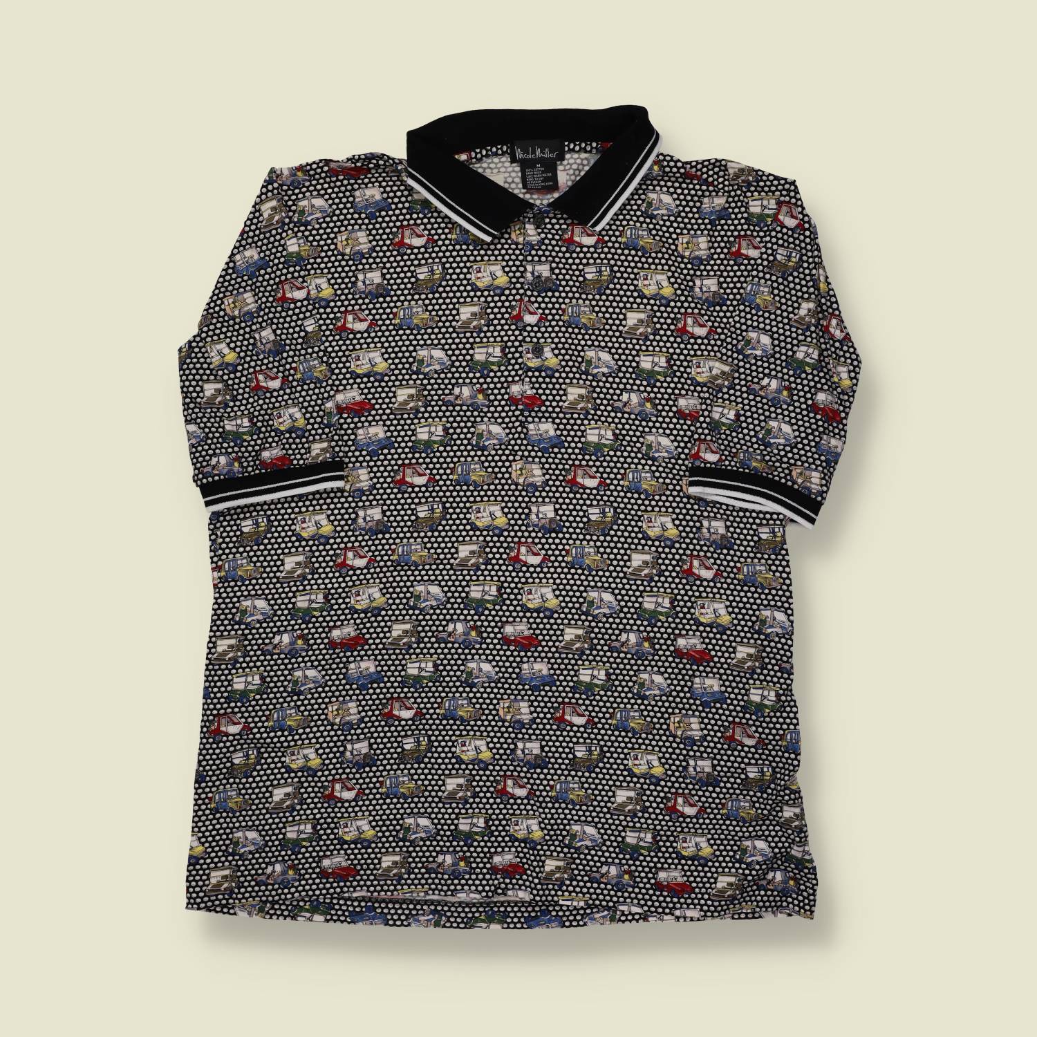 1980s Car Print Polo Shirt - S/M