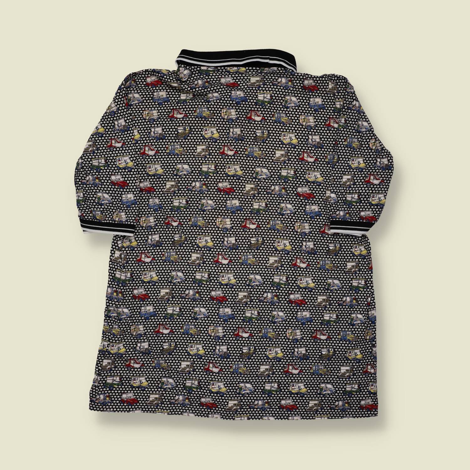1980s Car Print Polo Shirt - S/M