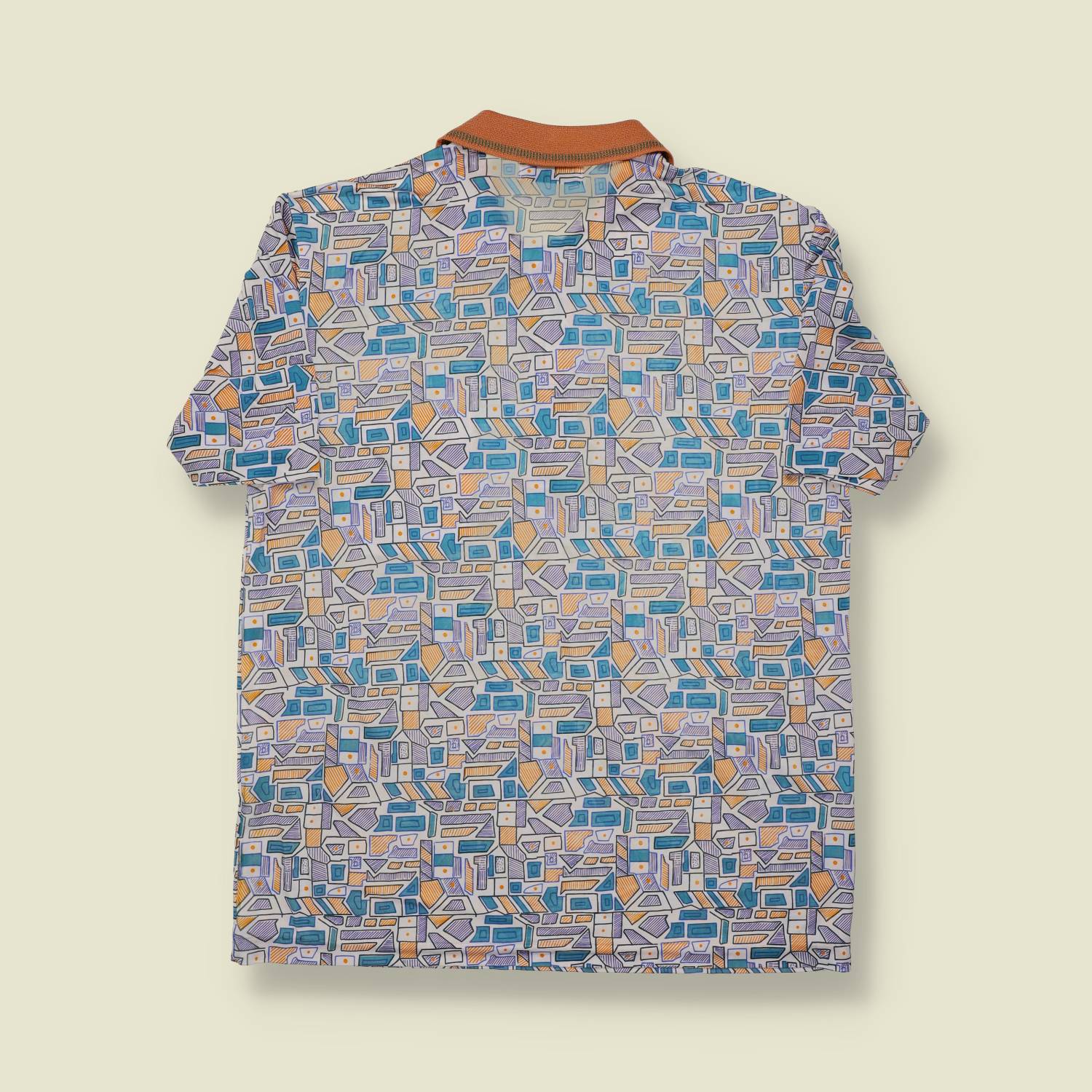 1980s Crazy Print  Polo Shirt - S/M