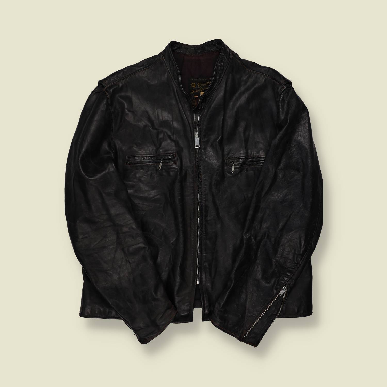 1960s/70s Brooks Sportswear Leather Café Racer Jacket - XL