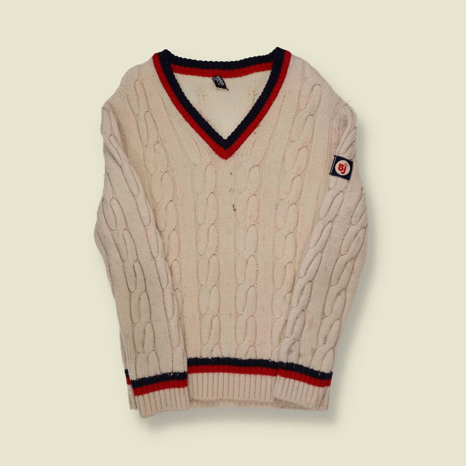 Vintage 1970s–80s Björn Borg Cable Knit Tennis Sweater – S