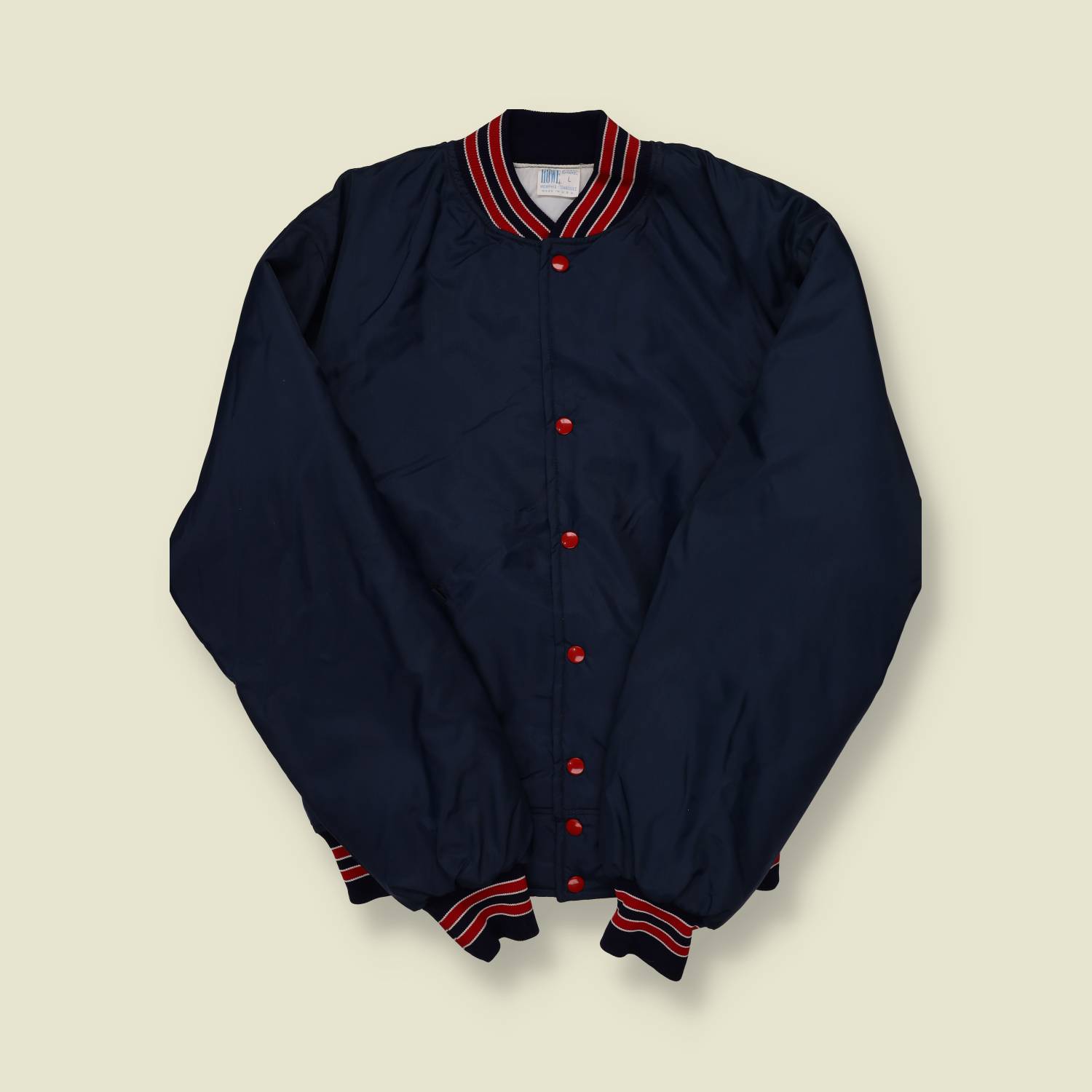 1960s Howe Memphis Navy Nylon Varsity Coach Jacket - XL