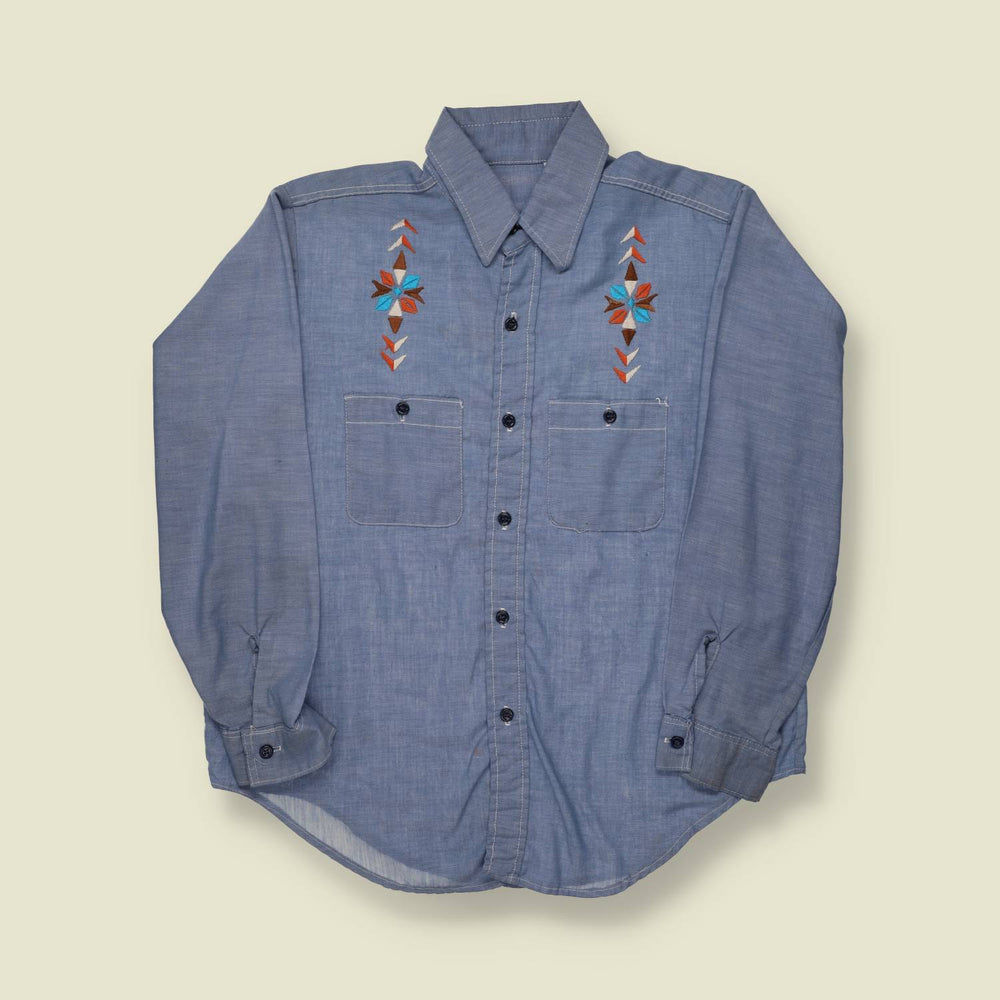 1970s Folk Art Embroidered Shirt - L/XL