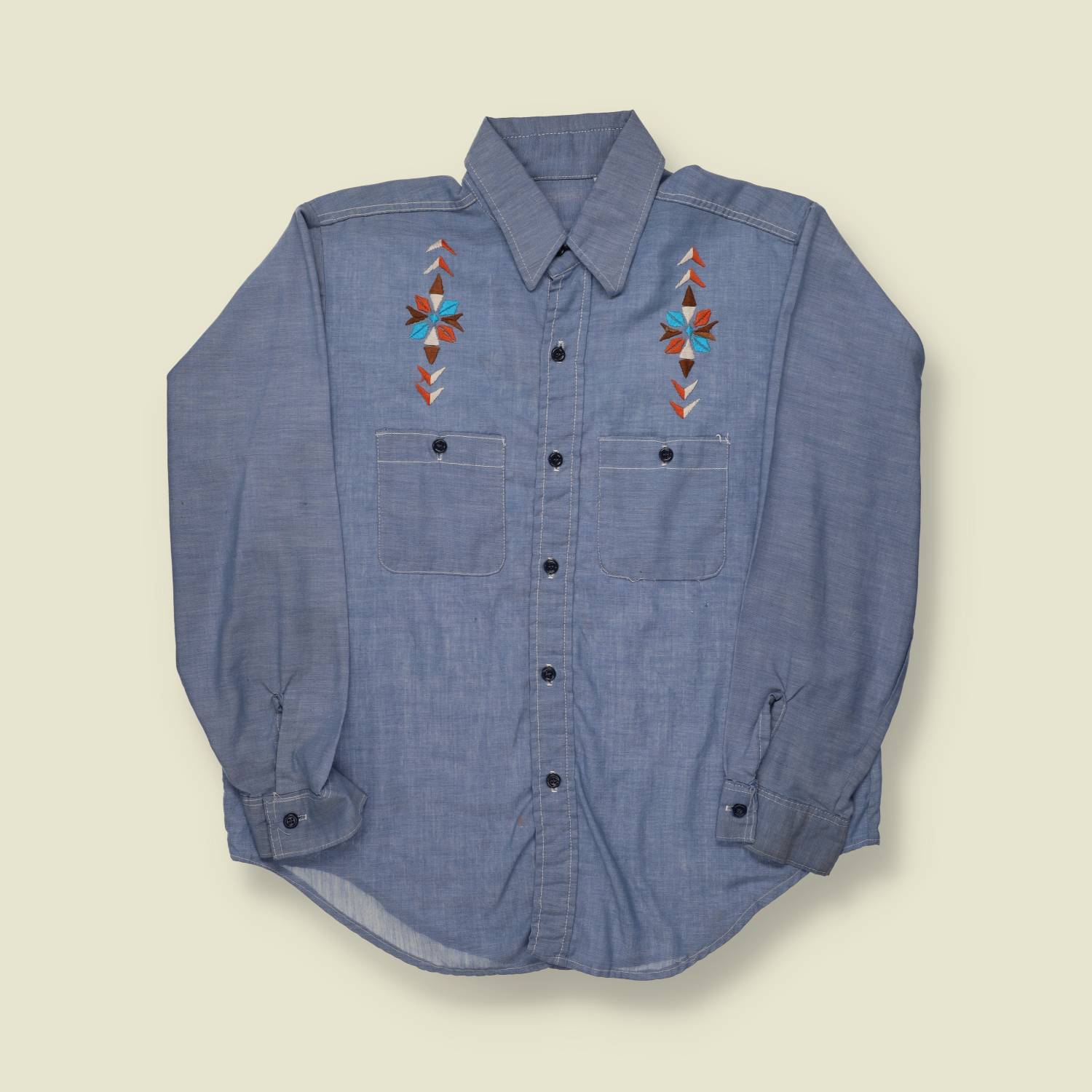 1970s Folk Art Embroidered Shirt - L/XL