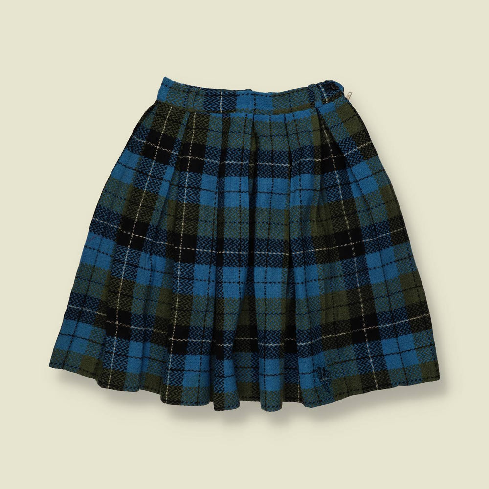 1970s | Pleated Wool Skirt | Blue - w24