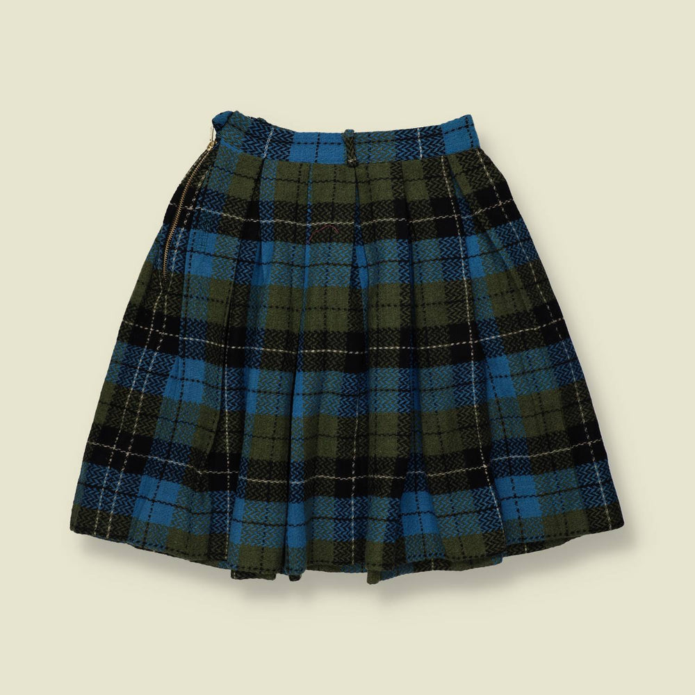 1970s | Pleated Wool Skirt | Blue - w24