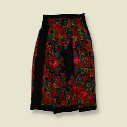 1970s | Floral Print Skort | Black - w26