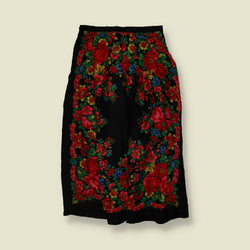 1970s | Floral Print Skort | Black - w26