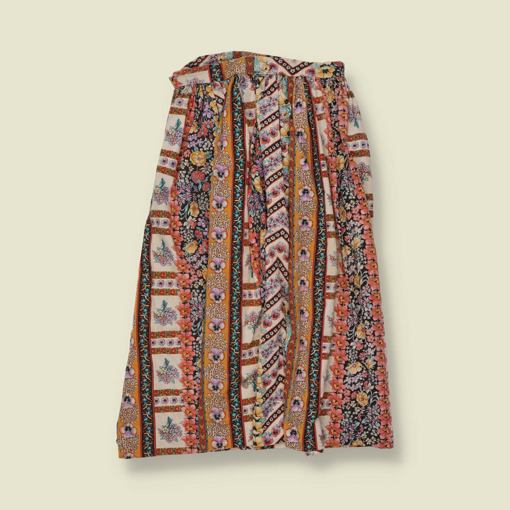 1970s | Floral Print Midi Skirt | Multi - w24