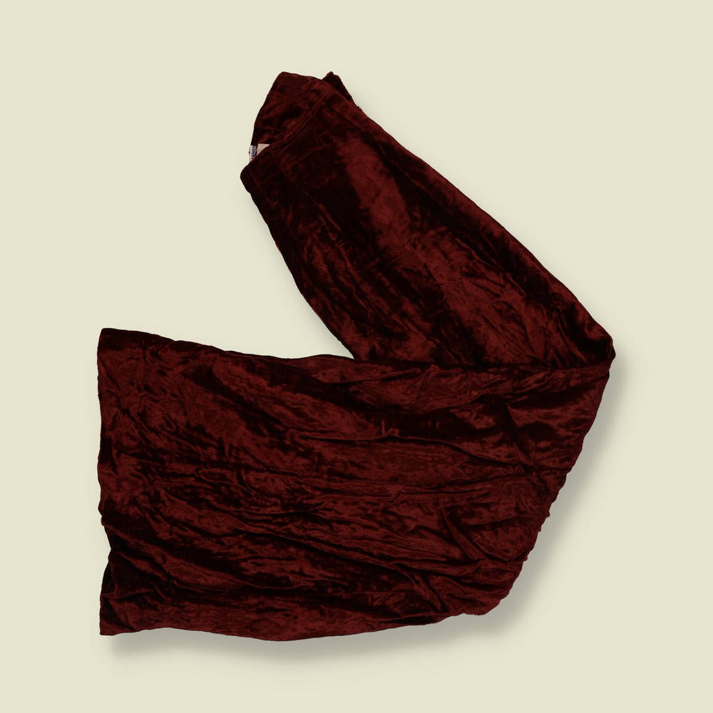1970s | Crushed Velvet Rayon Flares | Burgundy - w24