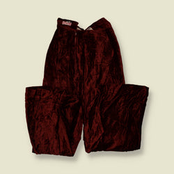 1970s | Crushed Velvet Rayon Flares | Burgundy - w24