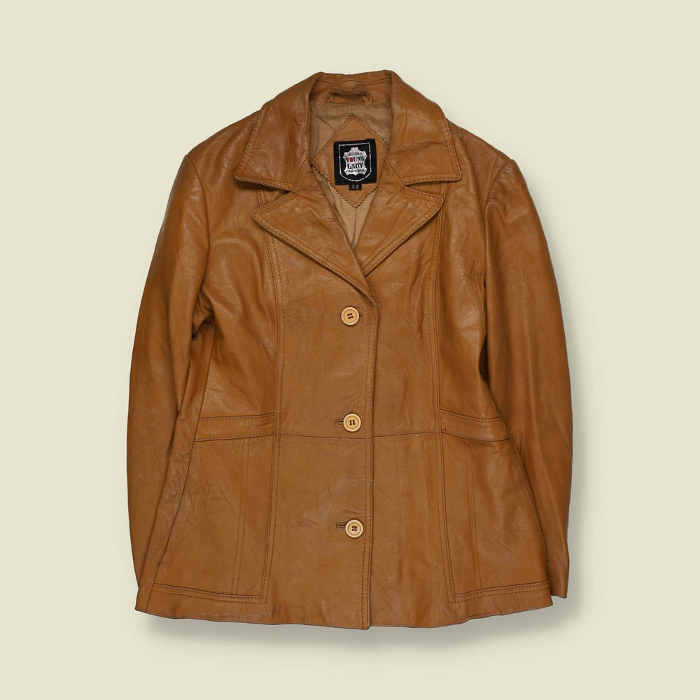 1970s | Young Lady | Leather Jacket | Tan - 12