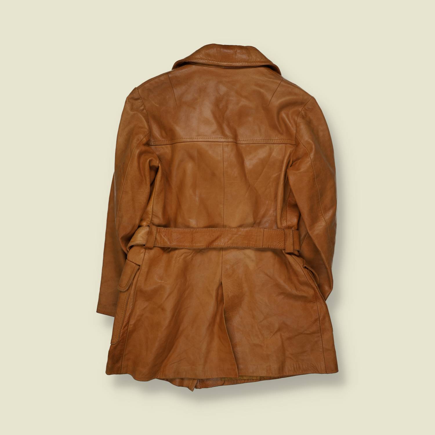 1970s | Belted Leather Coat | Tan - 8