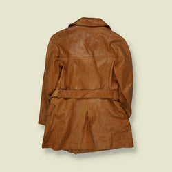 1970s | Belted Leather Coat | Tan - 8