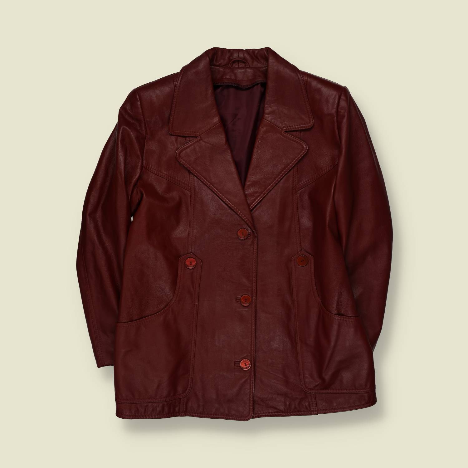 1970s | Leather Jacket | Burgundy - 14