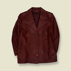 1970s | Leather Jacket | Burgundy - 14