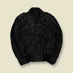 1970s | Leather Bomber Jacket | Black - 10