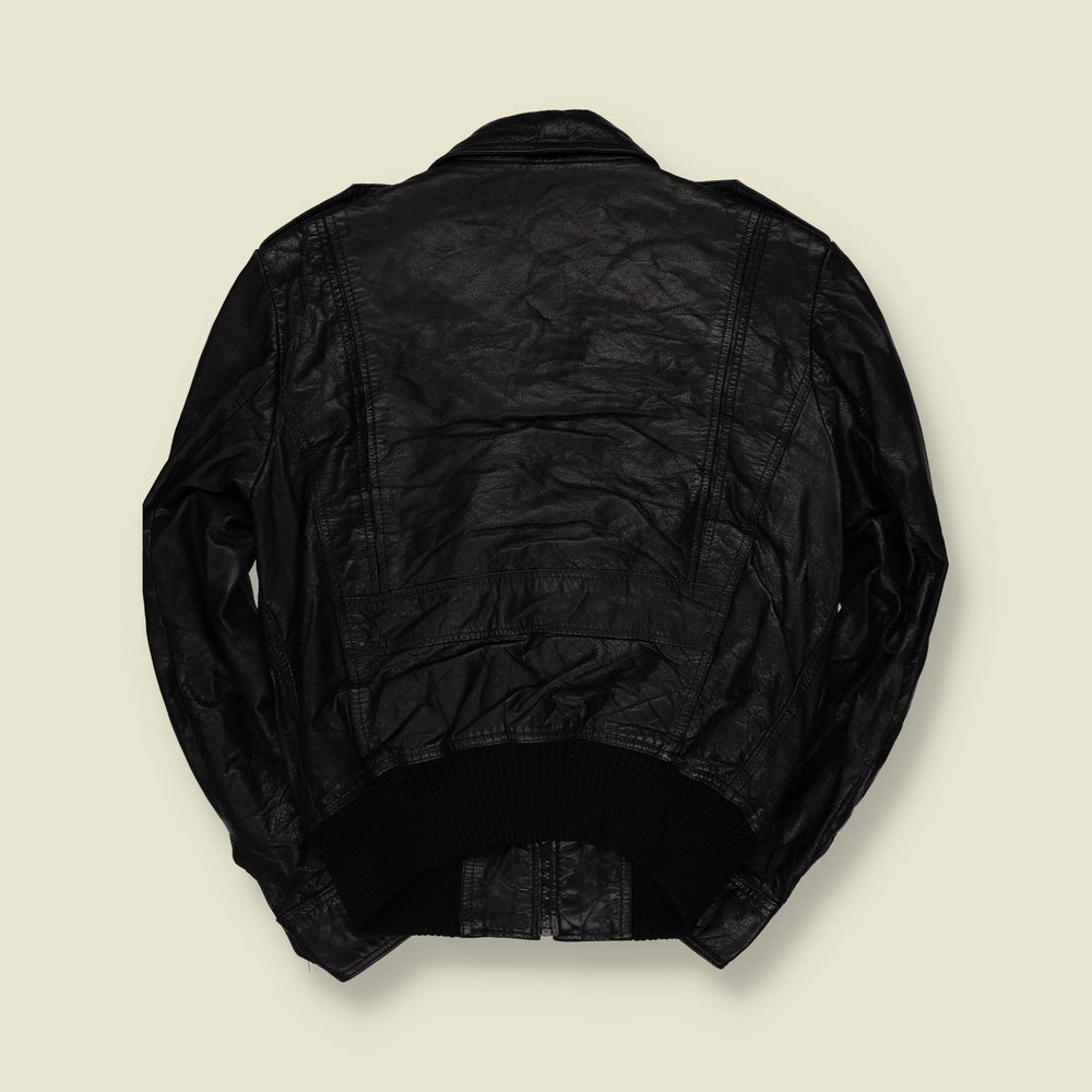 1970s | Leather Bomber Jacket | Black - 10
