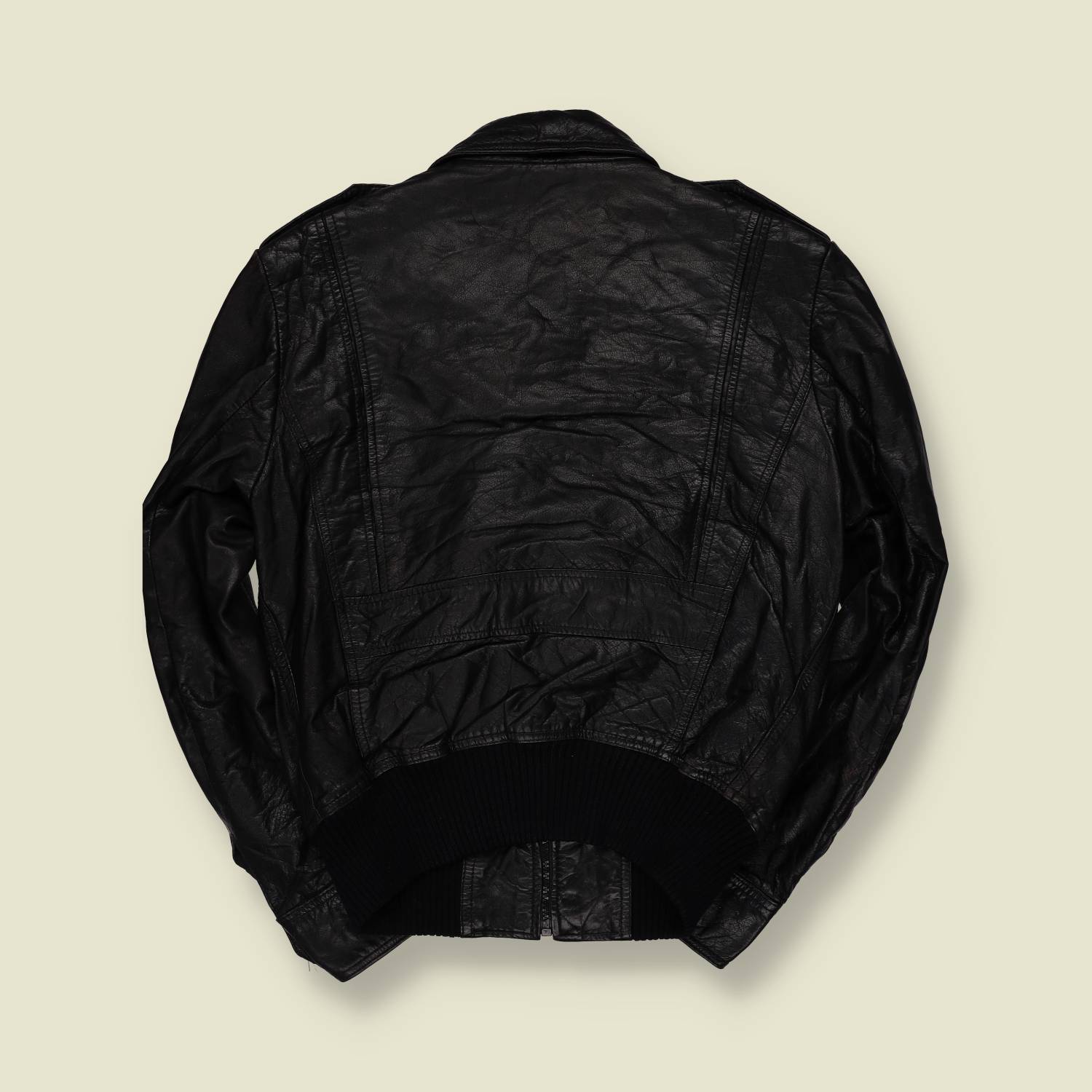 1970s | Leather Bomber Jacket | Black - 10